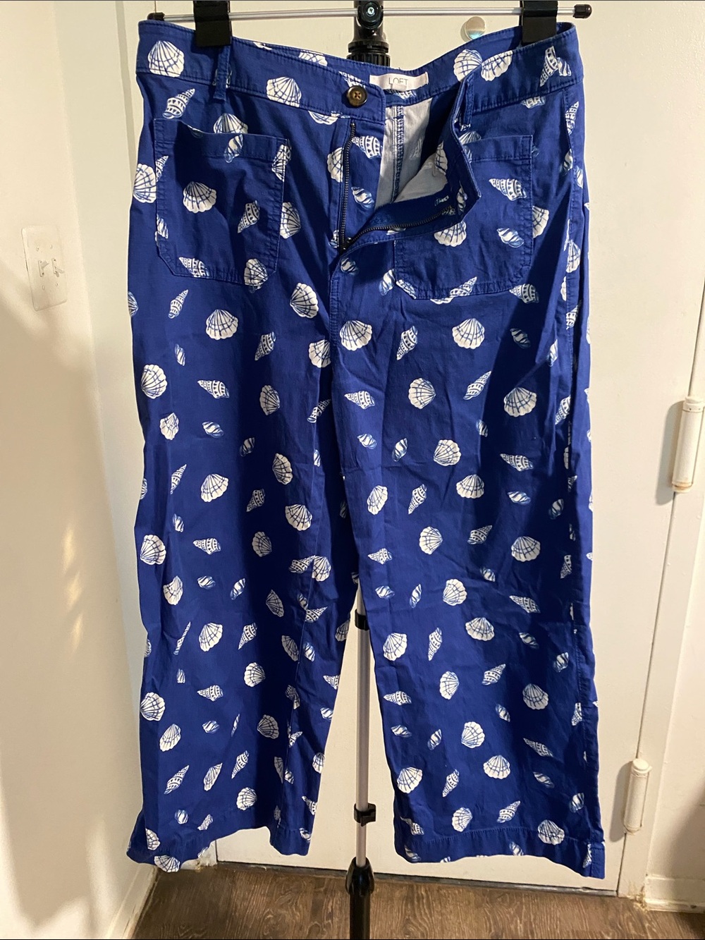 LOFT Blue Shell-Print Chino Pants